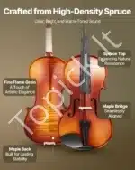 Smuiko komplektas, 4/4 dydis, eglė ir klevas, ruda su raštu, 600x210x85 mm - Image 2