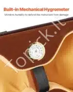 Stačiakampis smuiko dėklas su higrometru 4/4 dydžio, juodas, ~80x26x14 cm, su kuprinės diržais - Image 5