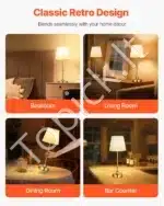 Stalinis LED šviestuvas su audiniu gaubtu, aukso spalvos, 2 vnt., belaidis, įkraunamas - Image 4