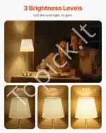 Stalinis LED šviestuvas su audiniu gaubtu, aukso spalvos, 2 vnt., belaidis, įkraunamas - Image 8