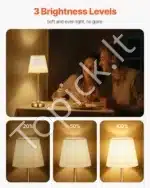 Stalinis LED šviestuvas su auksiniu audiniu gaubtu, belaidis, įkraunamas - Image 8