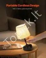 Stalinis LED šviestuvas su juodu audiniu gaubtu, 1 vnt., belaidis, įkraunamas - Image 7