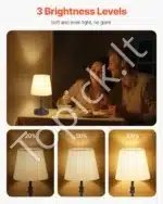 Stalinis LED šviestuvas su juodu audiniu gaubtu, 1 vnt., belaidis, įkraunamas - Image 8