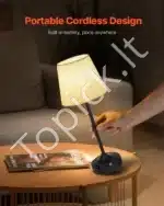 Stalinis LED šviestuvas su juodu audiniu gaubtu, 2 vnt., belaidis, įkraunamas - Image 7