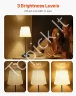 Stalinis LED šviestuvas su juodu audiniu gaubtu, 2 vnt., belaidis, įkraunamas - Image 8