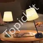 Stalinis LED šviestuvas su juodu audiniu gaubtu, 2 vnt., belaidis, įkraunamas - Image 2