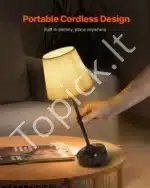 Stalinis LED šviestuvas su juodu audiniu gaubtu, belaidis, įkraunamas - Image 7