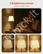 Stalinis LED šviestuvas su juodu audiniu gaubtu, belaidis, įkraunamas - Image 8