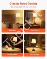 Stalinis LED šviestuvas su juodu audiniu gaubtu, belaidis, įkraunamas - Image 4