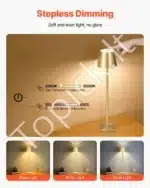 Stalinis LED šviestuvas su nuimamu gaubtu, 2 vnt., belaidis, aukso spalvos - Image 6