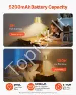 Stalinis LED šviestuvas su nuimamu gaubtu, 2 vnt., belaidis, aukso spalvos - Image 5