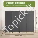 Sulankstoma kambario pertvara, 4 dalys, pilka, 228x172.5 cm - Image 6