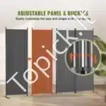 Sulankstoma kambario pertvara, 4 dalys, pilka, 228x172.5 cm - Image 3