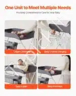 Sulankstoma kūdikio vystymo stalas su šonine lentyna ir ratukais, tamsiai pilka - Image 6