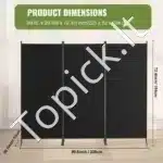 Sulankstoma kambario pertvara, 3 dalys, juoda, 228x172.5 cm - Image 7