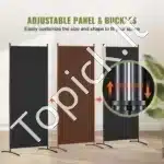 Sulankstoma kambario pertvara, 3 dalys, juoda, 228x172.5 cm - Image 4