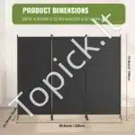 Sulankstoma pertvara, 3 dalys, pilka, 228x184 cm - Image 6