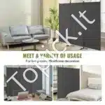 Sulankstoma pertvara, 3 dalys, pilka, 228x184 cm - Image 5