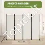 Sulankstoma kambario pertvara, 4 dalys, balta, 228x172.5 cm - Image 6