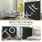 Sulankstoma kambario pertvara, 4 dalys, juoda, 228x172.5 cm - Image 5