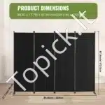 Sulankstoma kambario pertvara, 4 dalys, juoda, 228x172.5 cm - Image 6