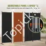 Sulankstoma kambario pertvara, 4 dalys, juoda, 228x172.5 cm - Image 3