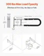 Sulankstoma tualeto sieninė atrama atsistojimui (76.5 cm ilgis), 136 kg - Image 2