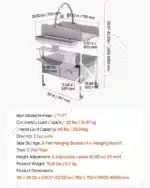 Sulankstoma vystymo stotelė su ratukais, 76,2×75,0×(100,5–108,0) cm, šviesiai pilka - Image 7