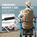 Sulankstomas vaikštynis-rolatorius senjorams, lengvas, 20 cm ratais, sėdyne ir rankena, aliuminio lydinys, iki 136 kg - Image 4