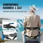 Sulankstomas vaikštynis-rolatorius senjorams, lengvas, 24 cm ir 20 cm ratais, sėdyne, rankena ir krepšiu, aliuminio lydinys, iki 136 kg - Image 4