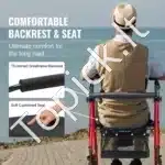 Sulankstomas vaikštynis-rolatorius senjorams, lengvas, 20 cm ratais, sėdyne ir rankena, aliuminio lydinys, iki 136 kg - Image 4