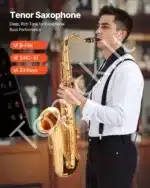 Tenorinis saksofonas, B-dur, auksinis, 84x50x15 cm - Image 2