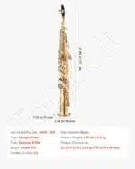 Tiesus sopraninis saksofonas, B-dur, auksinis, 71x9.5x9.5 cm - Image 7