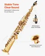 Tiesus sopraninis saksofonas, B-dur, auksinis, 71x9.5x9.5 cm - Image 3