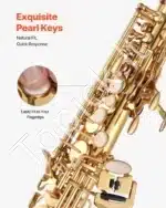 Tiesus sopraninis saksofonas, B-dur, auksinis, 71x9.5x9.5 cm - Image 4