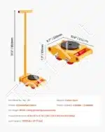 Transportavimo vežimėlis su rankena, 6 t apkrova, 360° pasukamas - Image 3