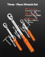 Trijų dalių profesionalus sukimo momento raktų komplektas, chromuotas plienas, 3.275 kg - Image 2