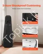 Trikampio formos smuiko dėklas 4/4, itin lengvas, juodas, ~78x25x13 cm, su kuprinės diržais - Image 2