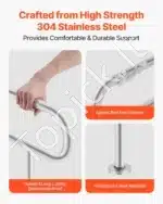 Tvirtas sieninis tualeto turėklas su atramine kojele (78x76x80 cm), 136 kg - Image 3