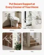 Tvirtas sieninis tualeto turėklas su atramine kojele (78x76x80 cm), 136 kg - Image 5