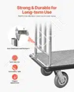 Tvirtas viešbučio bagažo vežimėlis 4 ratų, 362 kg, 108x64x180 cm - Image 3