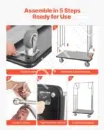 Tvirtas viešbučio bagažo vežimėlis 4 ratų, 362 kg, 108x64x180 cm - Image 6