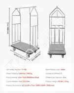 Tvirtas viešbučio bagažo vežimėlis 4 ratų, 362 kg, 108x64x180 cm - Image 7
