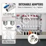 Universalus 6 Kontūrų Kolektorius Grindiniam Šildymui | SUS304 Nerūdijantis Plienas | Tikslus Srauto Valdymas 5 L/min - Image 2