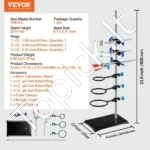 Universalus Laboratorinis Stovas – 1 Vnt., 60 cm Plieninis Stiebas, Ketaus Pagrindas, Su Gnybtais - Image 6