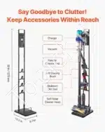 Universalus dulkių siurblio stovas su ratukais, 30 x 30 x 126 cm, juodos spalvos, plieninis - Image 3