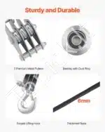 Universalus rankinis virvės skriemulys, 30 m / 500 kg - Image 5