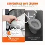 Universalus tualeto sėdynės pakėlimas su paminkštinta sėdyne ir rankenomis,158 kg - Image 4