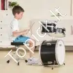 Vaikiškas 3 dalių būgnų komplektas su kėdute ir lazdelėmis, juodas - Image 7