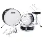 Vaikiškas 3 dalių būgnų komplektas su kėdute ir lazdelėmis, juodas - Image 8